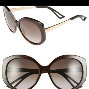 CHRISTIAN DIOR Dark Havana Squared Cat-Eye Sunnies